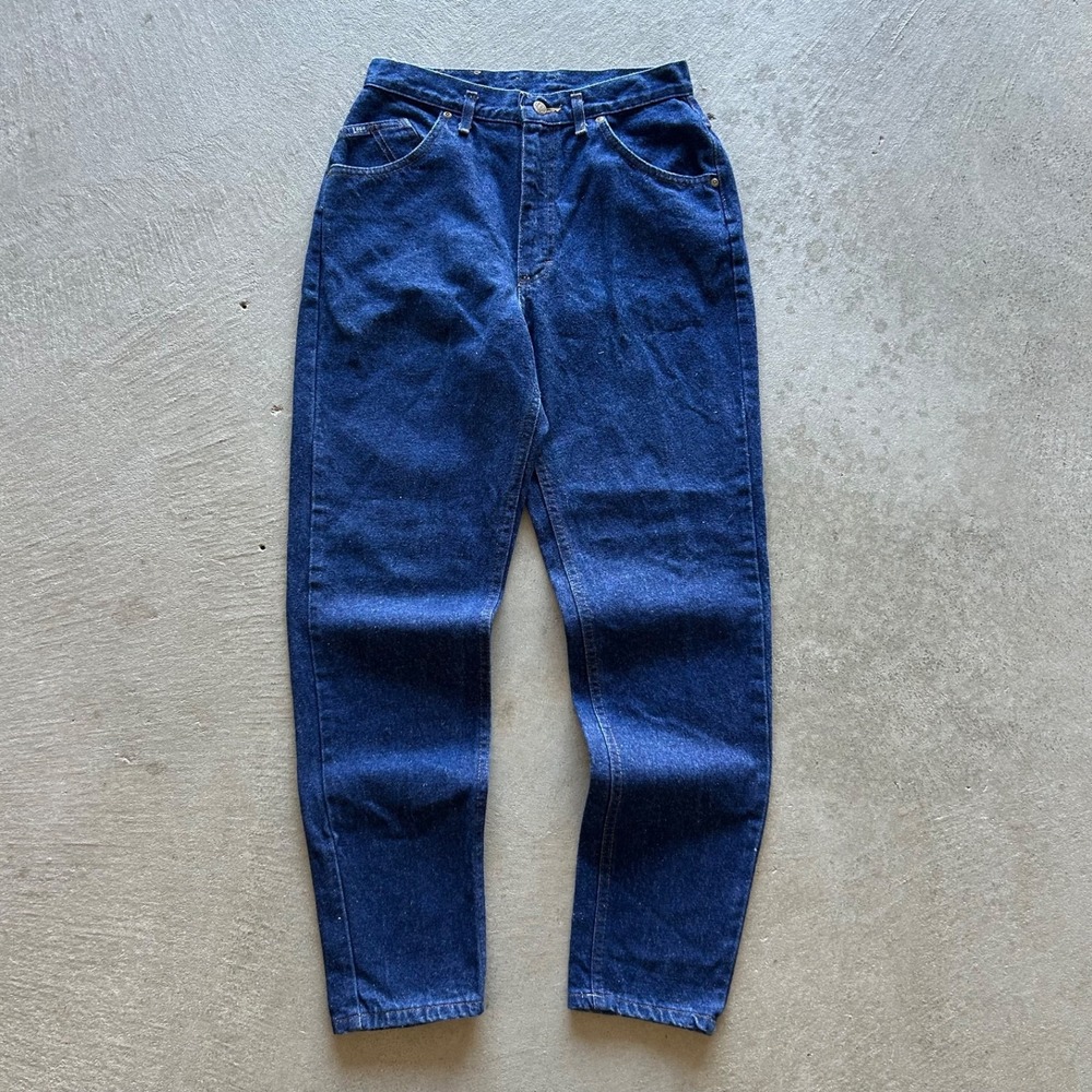 Vintage 80s Lee Jeans Womens 13 Med 30x31 Blue Wash Denim High Rise Tapered Leg